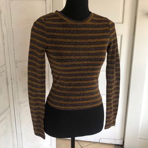 Sparkle striped long sleeve gold and multi color